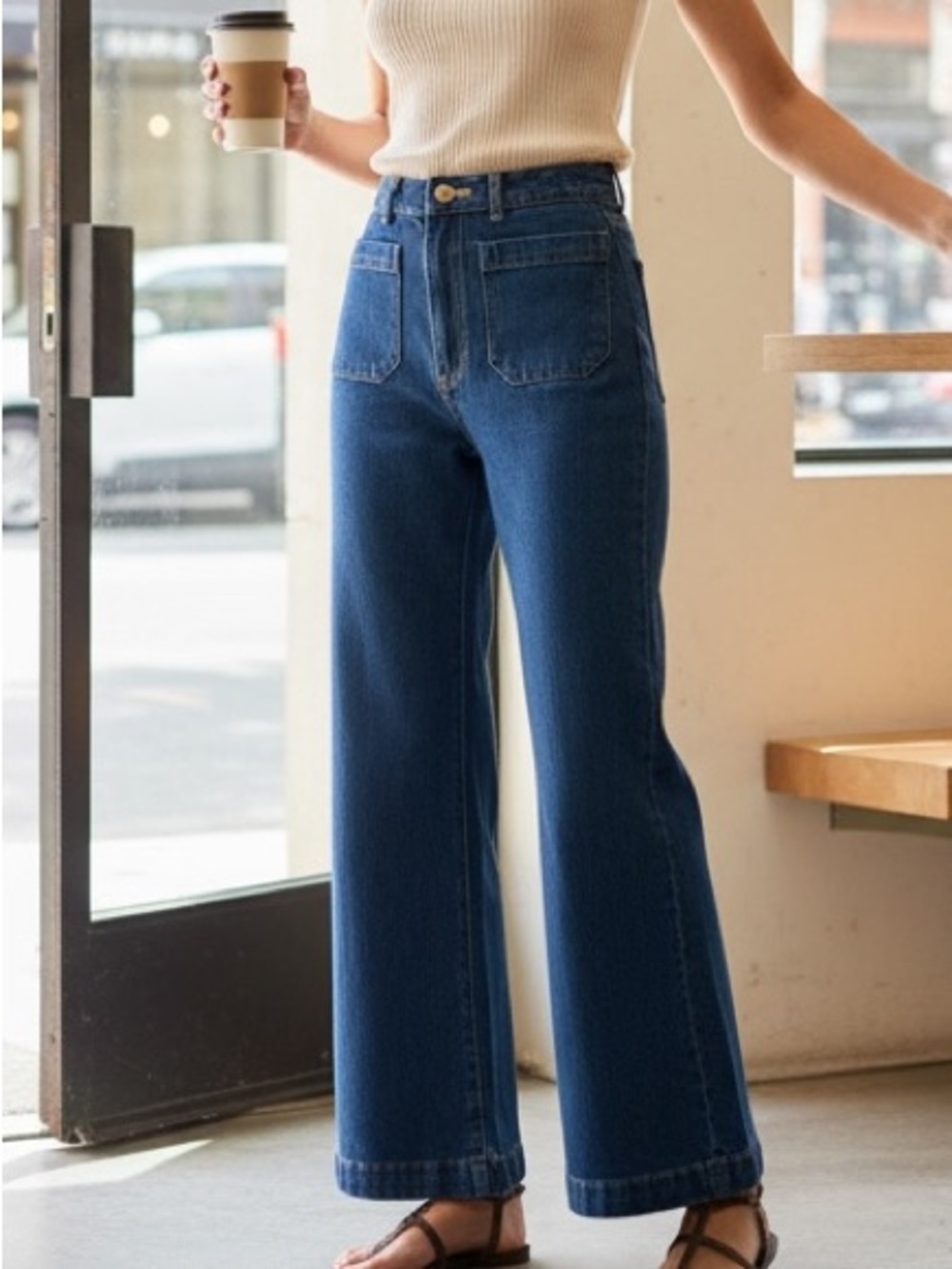 Petal & Pup NWT Cindy Wide Leg Sailor Ankle Denim Jeans‎